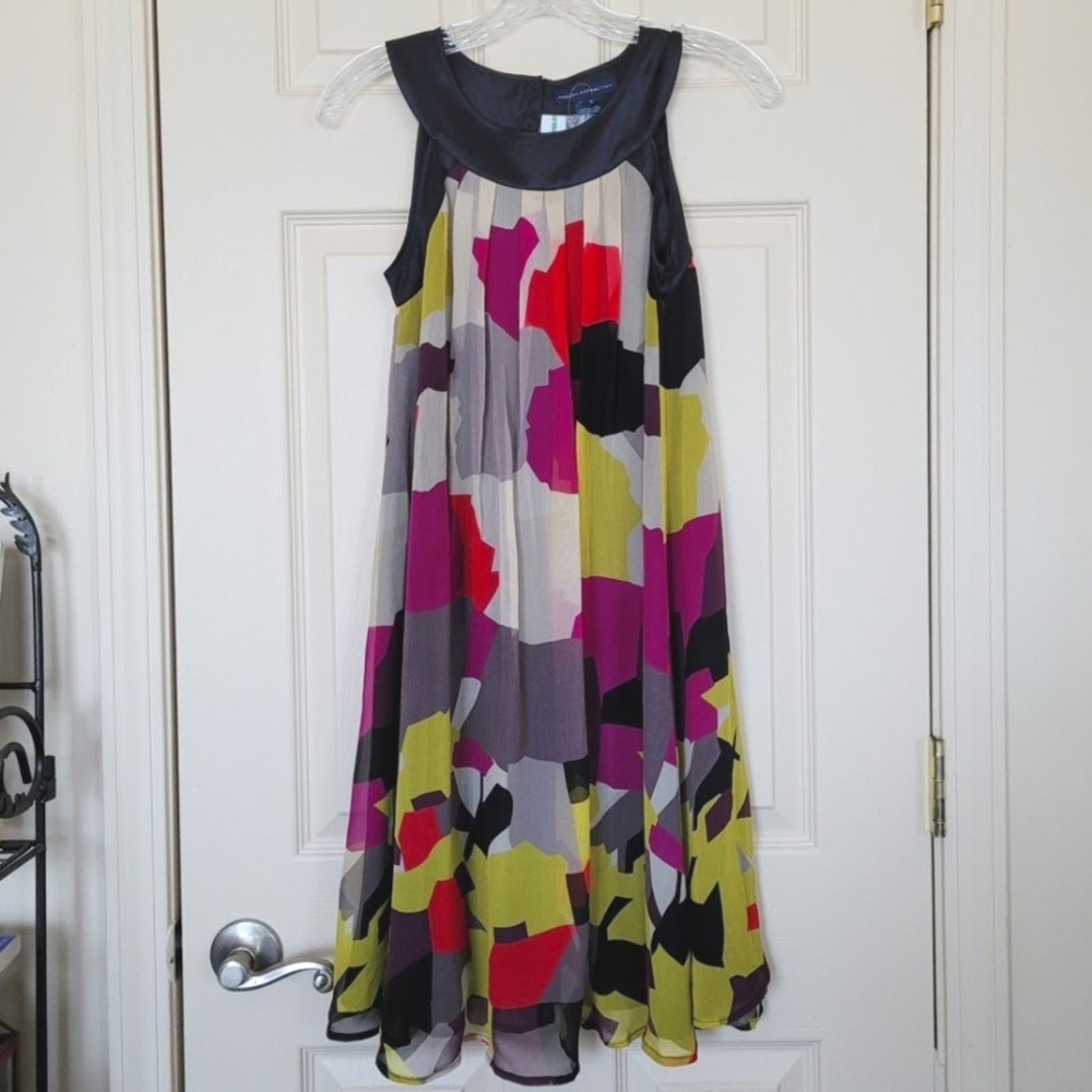 French Connection Silk Colorblock Cocktail Mini Dress Size 2